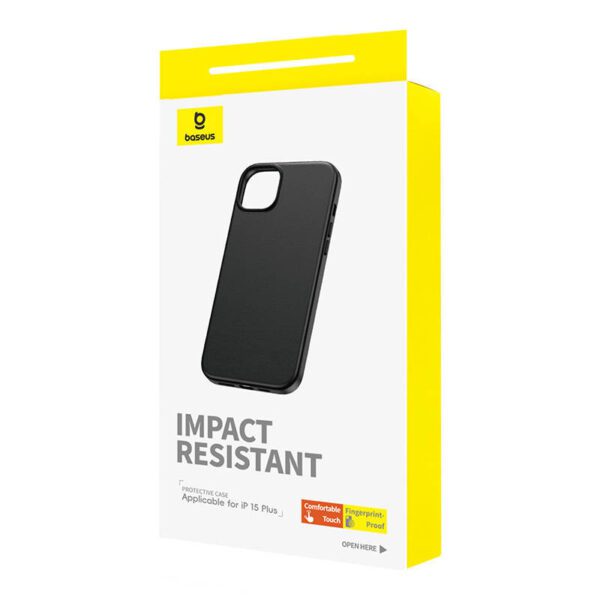 Phone Case for iPhone 15 Plus Baseus Fauxther Series (Black) - Image 4