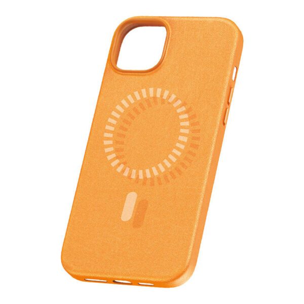 Magnetic Phone Case for iPhone 15 Plus Baseus Fauxther Series (Orange) - Image 2