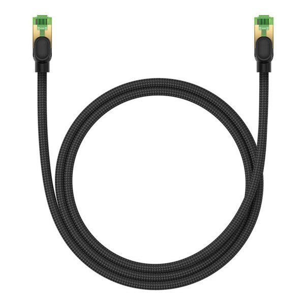 Braided network cable cat.8 Baseus Ethernet RJ45, 40Gbps, 1m (black) - Image 2