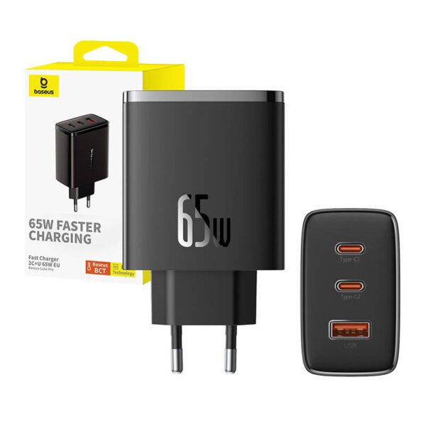 Wall charger Baseus OS-Cube Pro 2xUSB-C + USB, 65W (black) - Image 7