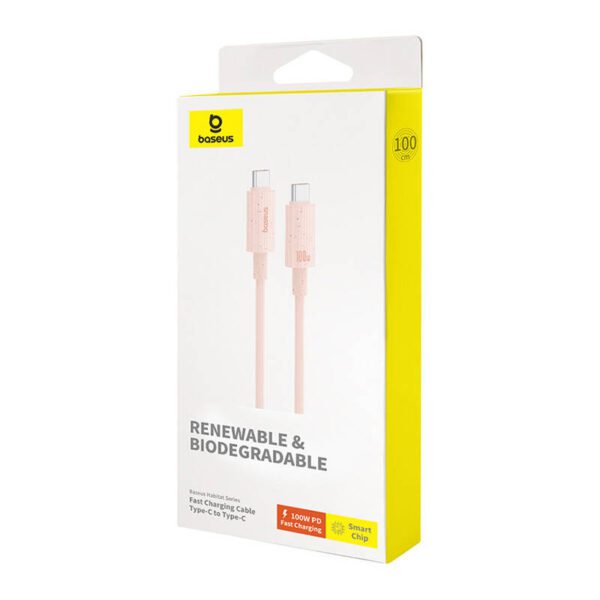 Fast Charging cable Baseus USB-C to USB-C Habitat Series 1m 100W (pink) - Image 8