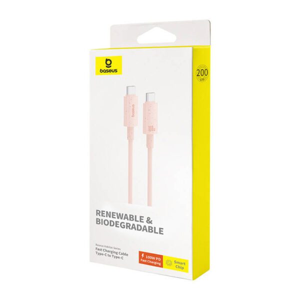 Fast Charging cable Baseus USB-C to USB-C Habitat Series 2m 100W (pink) - Image 8