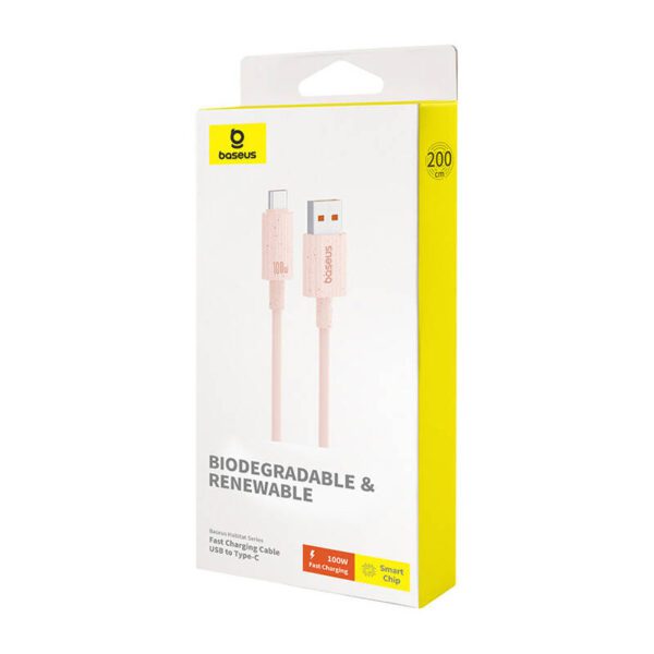 Fast Charging cable Baseus USB to USB-C Habitat Series 2m 100W (pink) - Image 8