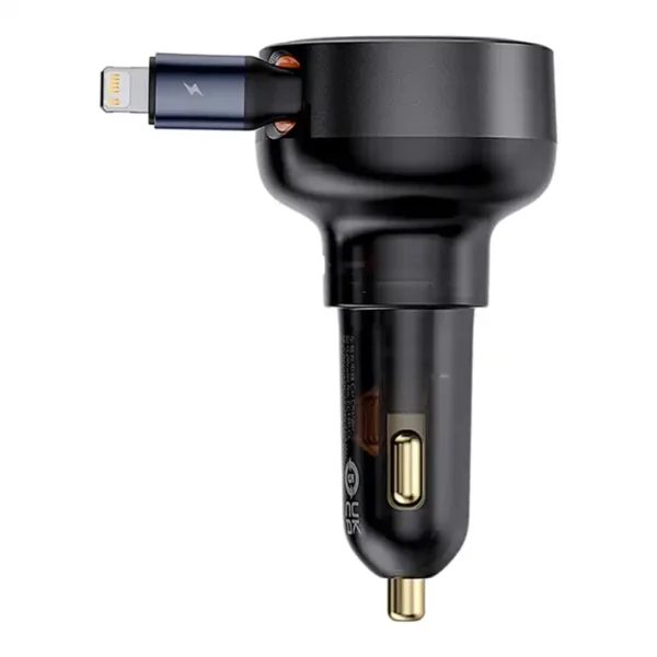 Car Charger Baseus Enjoyment Pro with lightning cable + USB-C , 55W (black) - Image 7