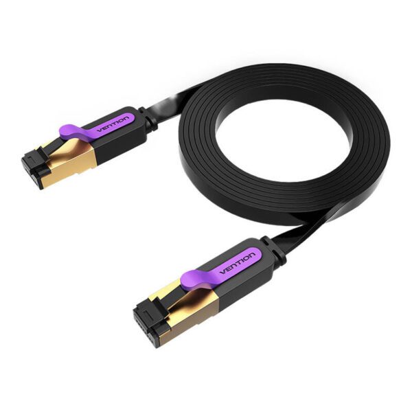 Flat Network Cable UTP CAT7 Vention ICABI RJ45 Ethernet 10Gbps 3m Black - Image 2