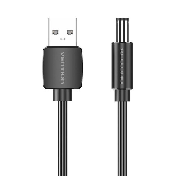 Power Cable USB 2.0 to DC 5.5mm Barrel Jack 5V Vention CEYBG 1,5m (black) - Image 2