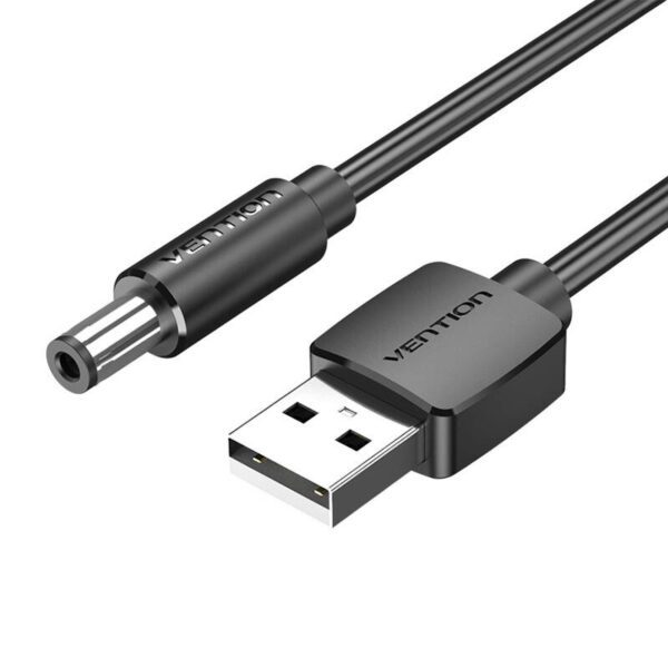 Power Cable USB 2.0 to DC 5.5mm Barrel Jack 5V Vention CEYBG 1,5m (black) - Image 4