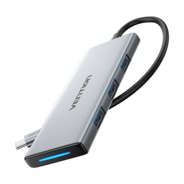 USB-C to HDMI, 3x USB 3.0, SD, TF, PD Hub Vention TOPHB 0.15m Gray - Image 3