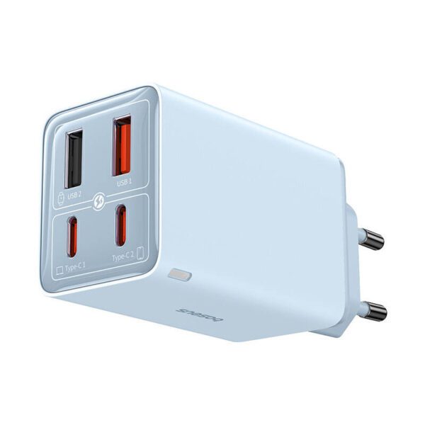 Baseus GAN6 Pro Fast Charger, 2xUSB-C + 2xUSB, 65W (blue) - Image 2