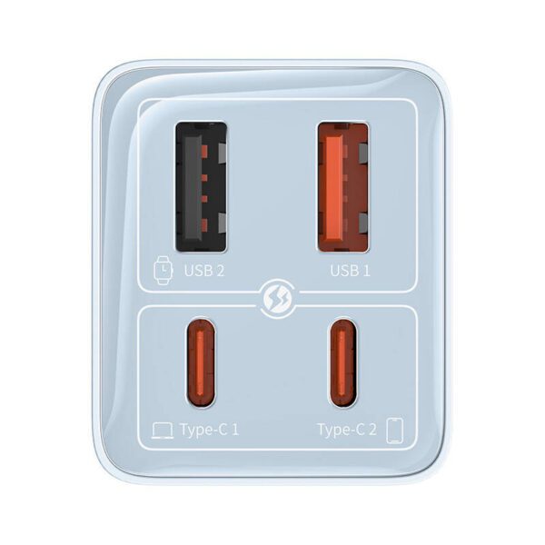Baseus GAN6 Pro Fast Charger, 2xUSB-C + 2xUSB, 65W (blue) - Image 7