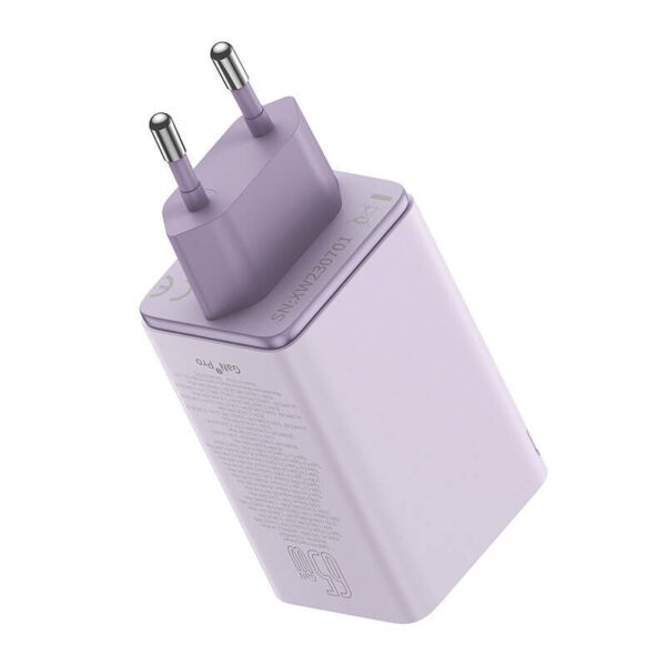 Baseus GAN6 Pro Fast Charger, 2xUSB-C + 2xUSB, 65W (purple) - Image 8
