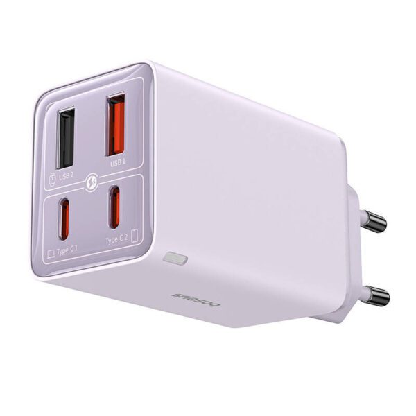 Baseus GAN6 Pro Fast Charger, 2xUSB-C + 2xUSB, 65W (purple) - Image 5