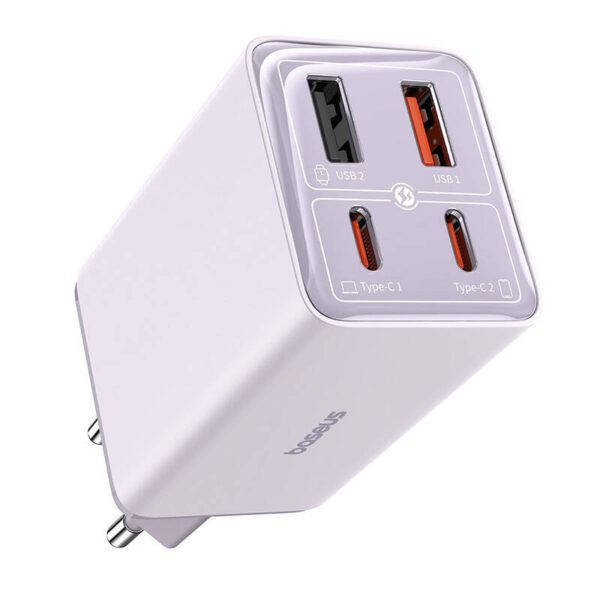 Baseus GAN6 Pro Fast Charger, 2xUSB-C + 2xUSB, 65W (purple) - Image 7