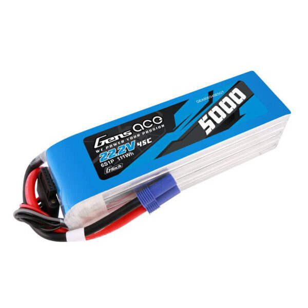 LiPo Gens ace G-Tech 5000mAh 22.2V 45C 6S1P  battery with EC5 plug - Image 3