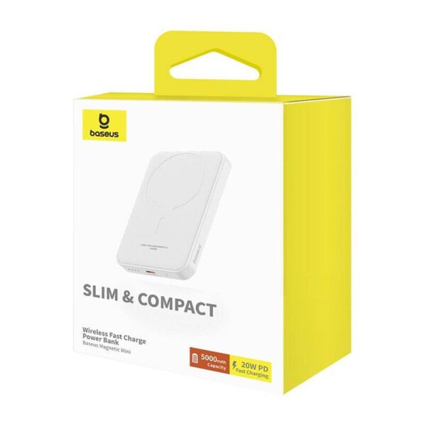 Magnetic Mini Powerbank Baseus 5000mAh, USB-C 20W (white) - Image 8