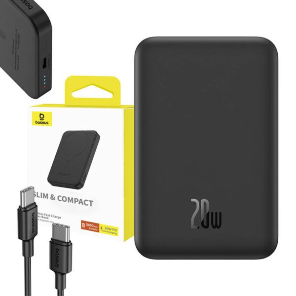 Magnetic Mini Powerbank Baseus 5000mAh, USB-C 20W (black) - Image 10
