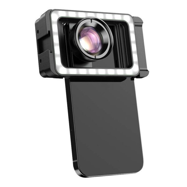 Mobile lens APEXEL APL-HB100FL23 100mm macro with LED (black) - Image 2