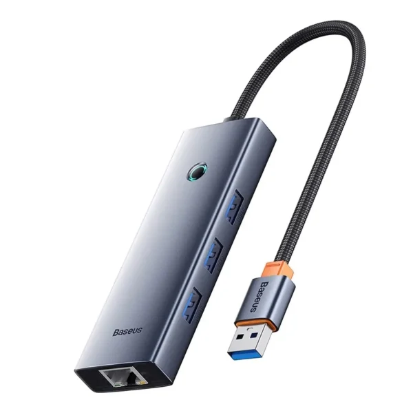 Hub Baseus UltraJoy Series Lite 4-Port (USB to USB 3.0*3+RJ45*1+USB-C 5V) (gray) - Image 2