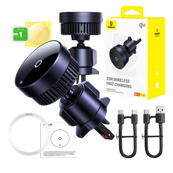 Samochodowy uchwyt  Baseus MagPro z ładowarką indukcyjną  15W Qi2.0 (czarny) - Image 10