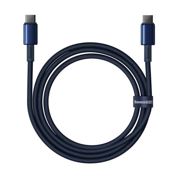 Cable USB-C do USB-C Baseus Tungsten Gold, 100W, 1m (niebieski) - Image 2