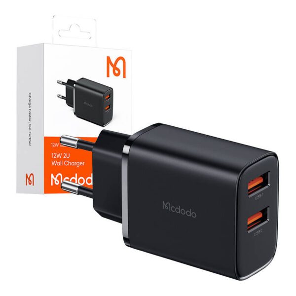 Mcdodo CH-5070 USB-A*2 mains charger, 12W (black) - Image 2