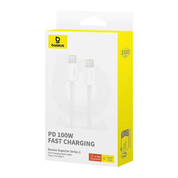 Kabel szybkiego ładowania USB-C do USB-C Baseus Superior 2 100W 1m (biały) - Image 7