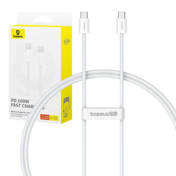 Kabel szybkiego ładowania USB-C do USB-C Baseus Superior 2 100W 1m (biały) - Image 9