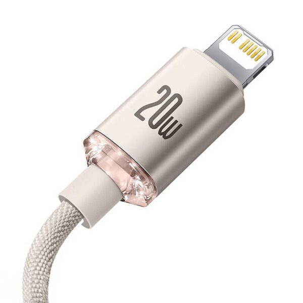 Kabel USB-C do iP Baseus Crystal Shine,  20W, 1.2m (różowy) - Image 5