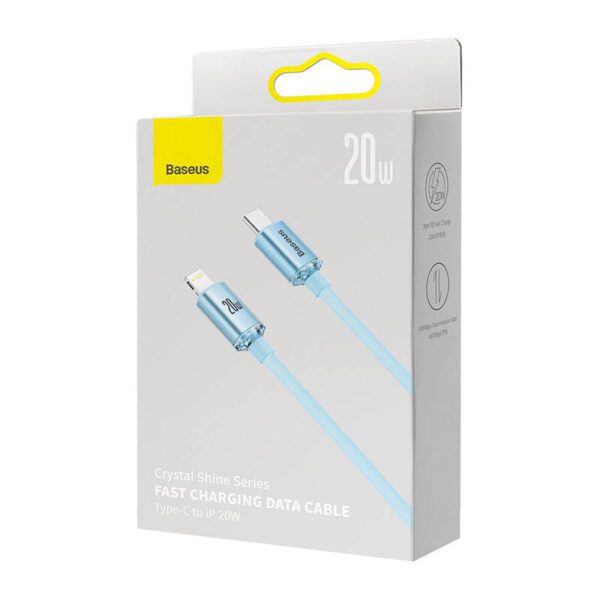 Kabel USB-C do iP Baseus Crystal Shine,  20W, 2m (niebieski) - Image 7