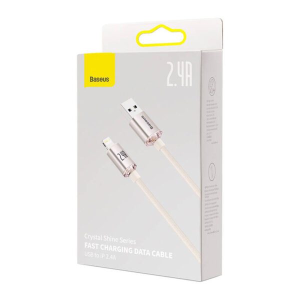 Kabel USB do iP Baseus Crystal Shine, 2.4A, 1.2m (różowy) - Image 7