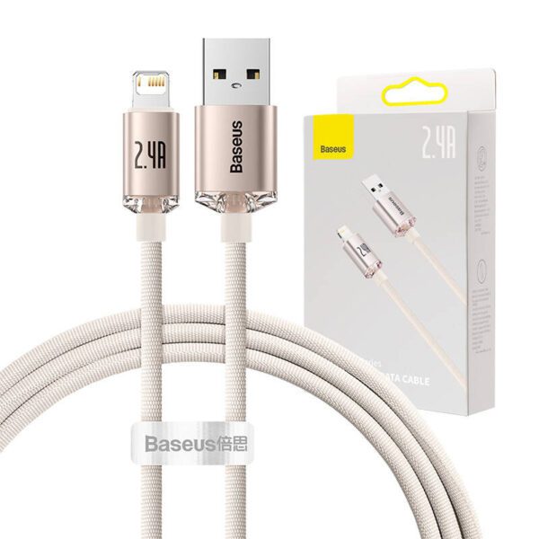 Kabel USB do iP Baseus Crystal Shine, 2.4A, 1.2m (różowy) - Image 9