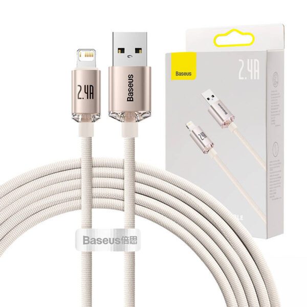 Kabel USB do iP Baseus Crystal Shine, 2.4A, 2m (różowy) - Image 9