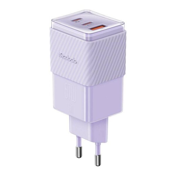 GaN 67W mains charger Mcdodo CH-1502 2x USB-C, USB-A (purple) - Image 2