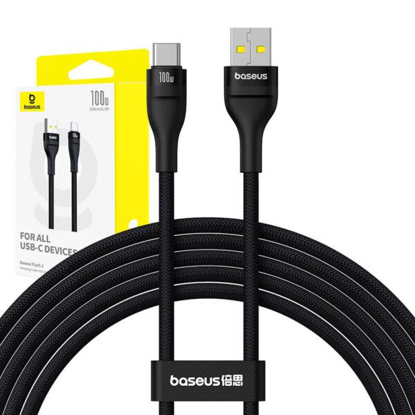 Charging Cable Baseus Flash 2 USB to USB-C 100W, 2m (black) - Image 8