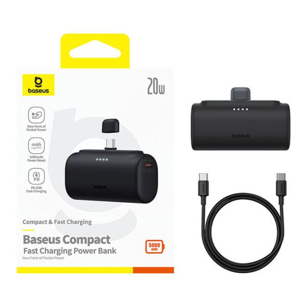 Powerbank Baseus Compact 5000mAh, 20W, USB-C (czarny) - Image 8