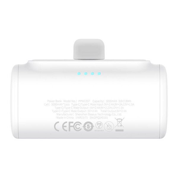 Powerbank Baseus Compact 5000mAh, 20W, USB-C (biały) - Image 2