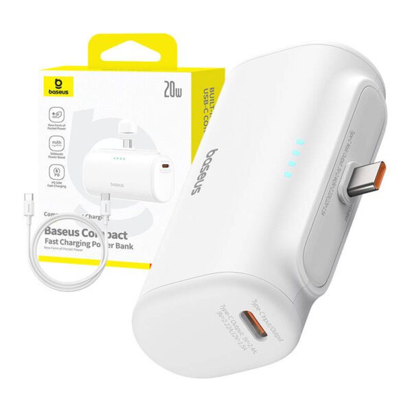 Powerbank Baseus Compact 5000mAh, 20W, USB-C (biały) - Image 9