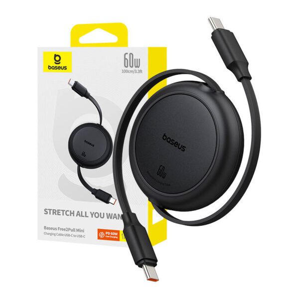 Baseus Free2Pull Mini USB-C to USB-C USB cable, 60W, 1, (black) - Image 9