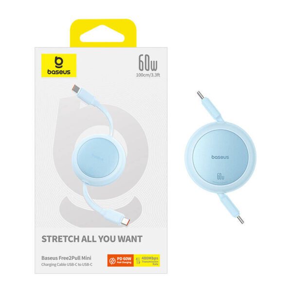 Baseus Free2Pull Mini USB-C to USB-C 60W USB cable, 1m (blue) - Image 8