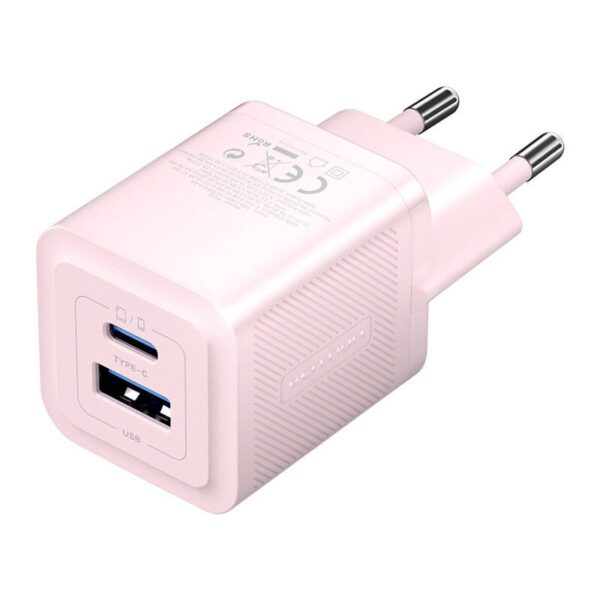 Wall charger, Vention, FEQP0-EU,  USB-C + USB- A,  30W/30W, GaN (pink) - Image 2