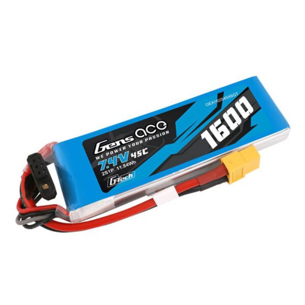 GensAce G-Tech LiPo 1600mAh 7.4V 45C 2S1P Battery with XT60 plug - Image 2