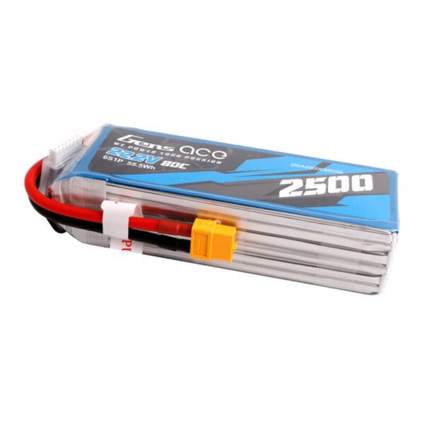 Gens ace 2500mAh 22.2V 80C 6S1P Lipo Battery Pack with XT60 plug - Image 2