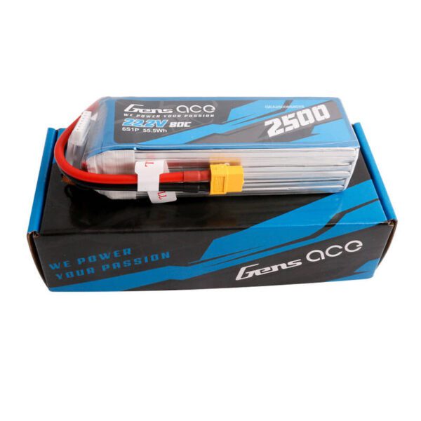 Gens ace 2500mAh 22.2V 80C 6S1P Lipo Battery Pack with XT60 plug - Image 4