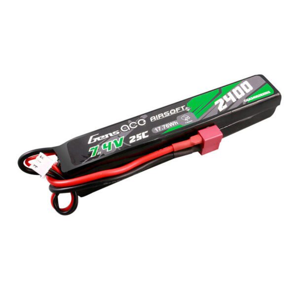 Gens ace 25C 2400mAh 2S2P 7.4V Saddle Airsoft Gun Lipo Battery with Mini Deans(T) Plug - Image 2