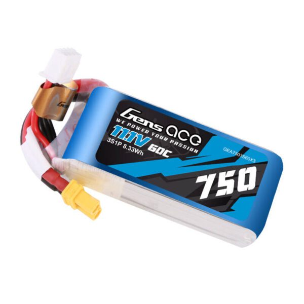Gens Ace 750mAH 11.1V 60C 3S1P Lipo battery with XT30 connector - Image 3