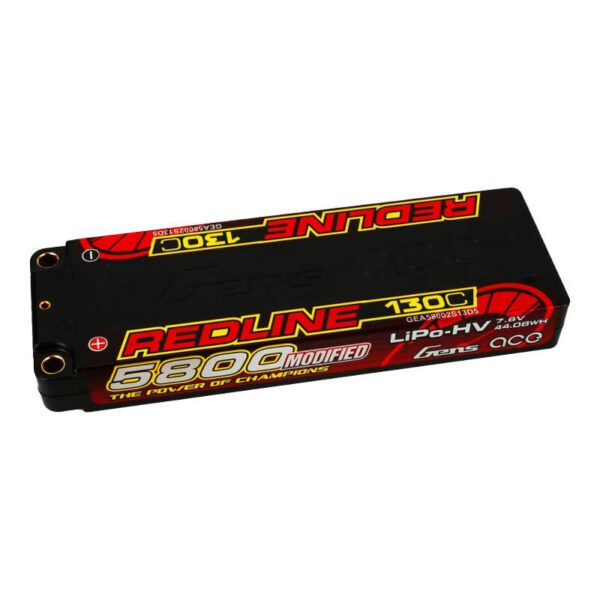 Accumulator Gens ace Redline Series 5800mAh 7.6V 130C 2S1P HardCase 56# HV Ultra LCG LiPo - Image 2