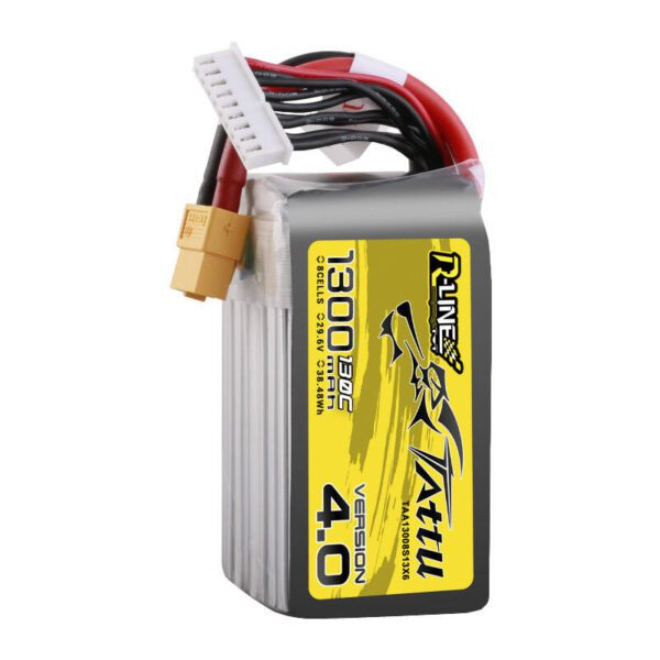 Tattu R-Line Version 4.0 1300mAh 29.6V 130C 8S1P Lipo Battery Pack with XT60 Plug - Image 3