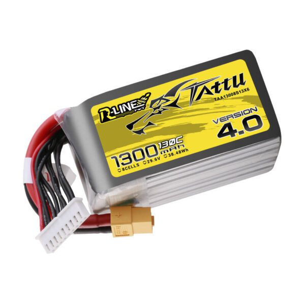 Tattu R-Line Version 4.0 1300mAh 29.6V 130C 8S1P Lipo Battery Pack with XT60 Plug - Image 2