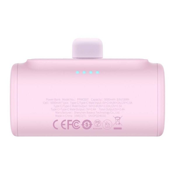 Powerbank Baseus Compact USB-C 5000mAh, 20W (pink) - Image 5