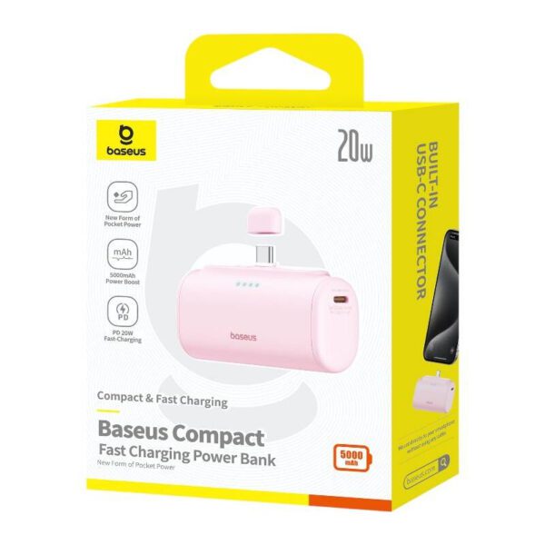 Powerbank Baseus Compact USB-C 5000mAh, 20W (pink) - Image 6
